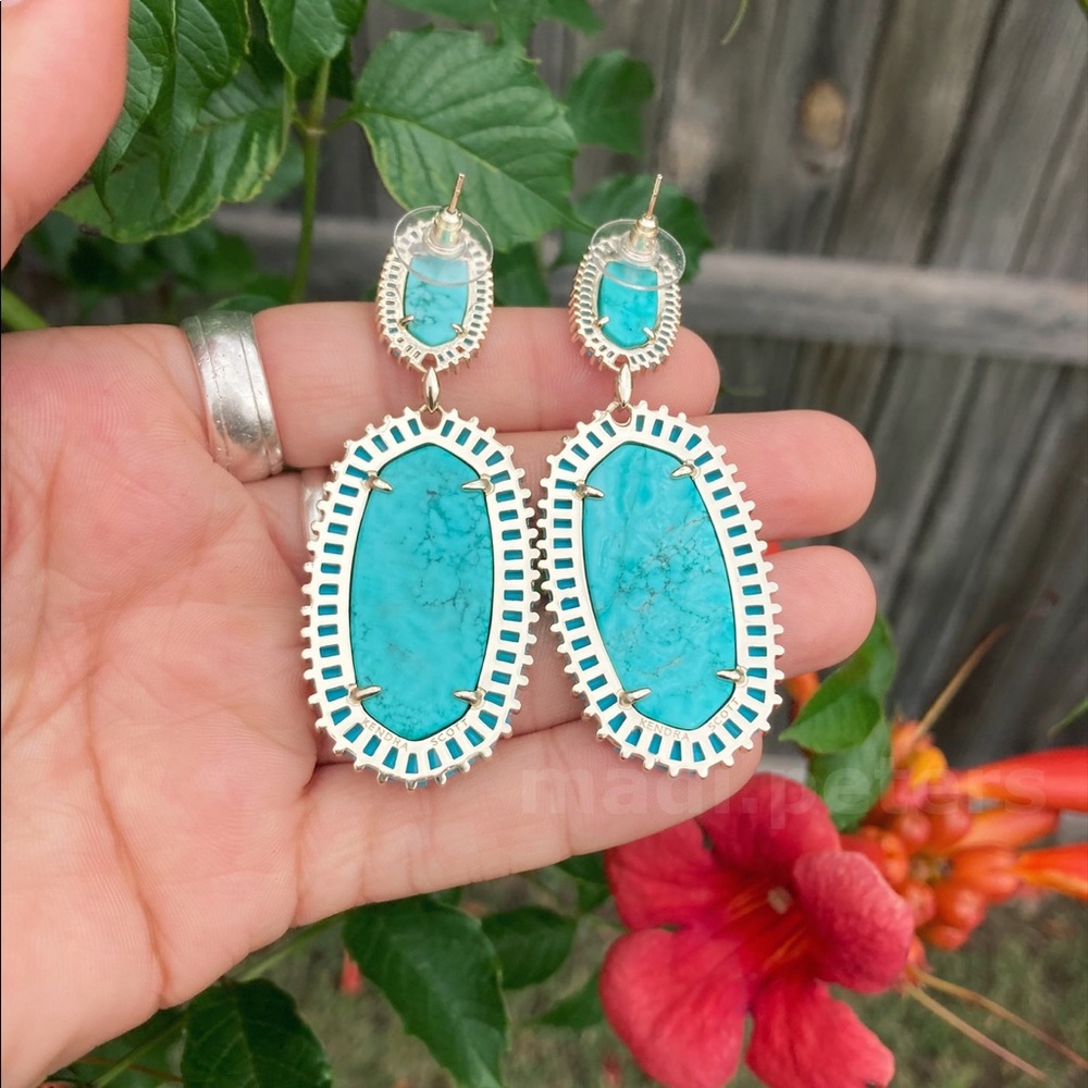 Kendra Scott Luxe Kaki Earrings in Turquoise - Picture 4 of 5